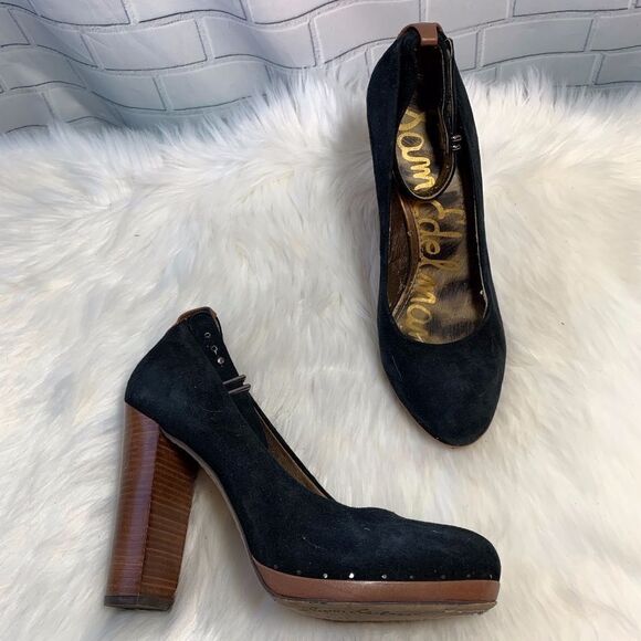 Sam Edelman Suede Ankle Strap Heels Size 10 - Picture 1 of 7